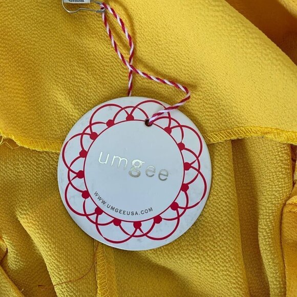 Umgee USA Small Yellow Cold Shoulder 1/2 Sleeve Top Cotton Polyester Blend - Picture 4 of 6